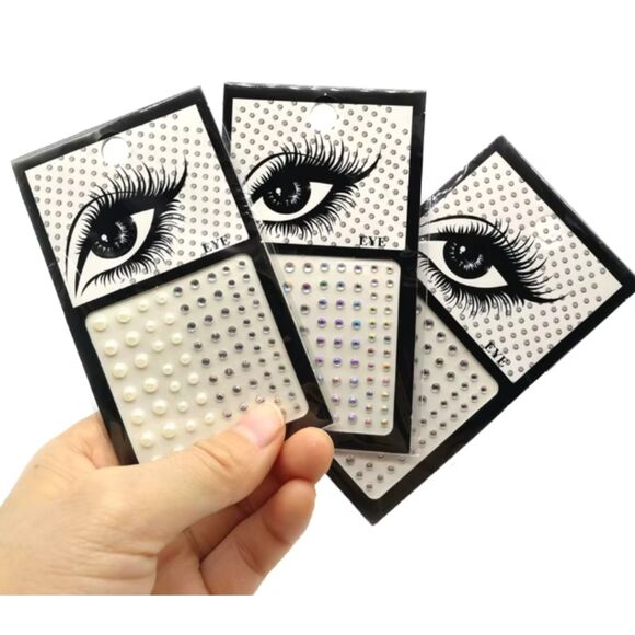 246 SELF ADHESIVE DECORATIVE RHINESTONE PEARL STICKERS EYES NAILS FACE HAIR NEW - Picture 1 of 2